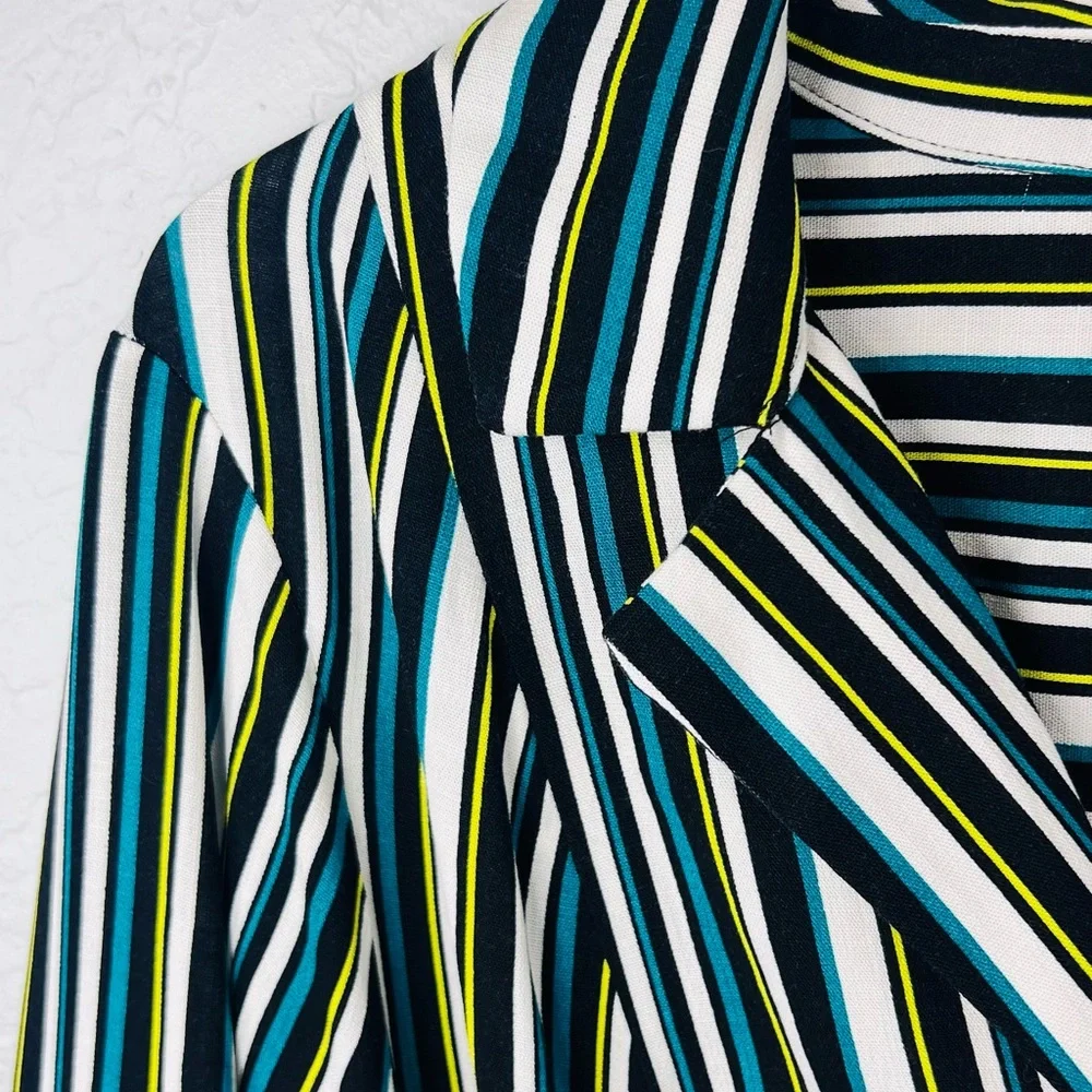 Torrid Black and Green Striped Wrap Belted Long Sleeve Mini Dress Size…